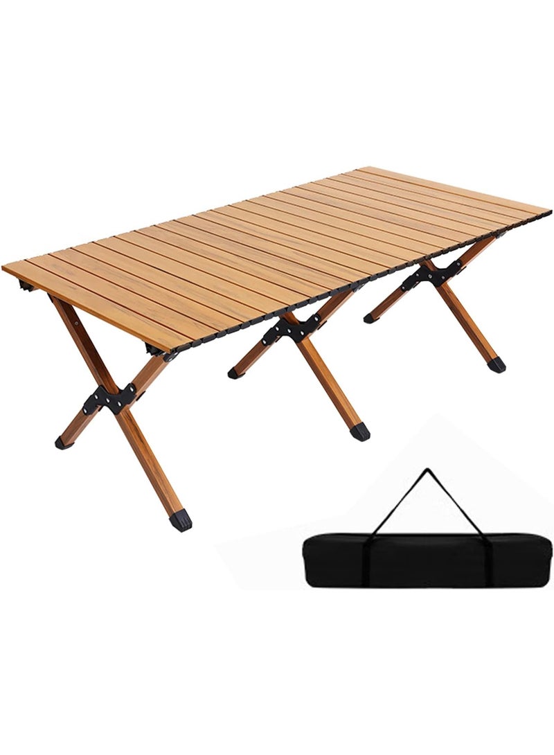 DubaiGallery Portable Outdoor Camping Table 120×60×45 CM Foldable Metal Slat Top, Easy Carry Storage Bag, Ideal for Picnic, BBQ, Beach, Garden, Balcony, Travel - Image 1